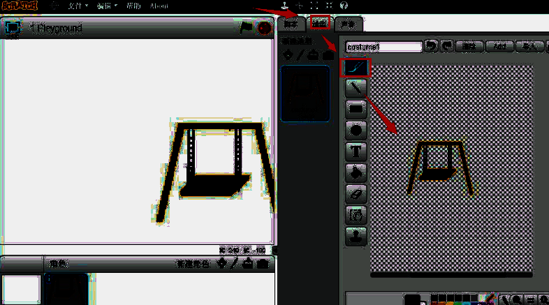 在绘图板绘制秋千图片