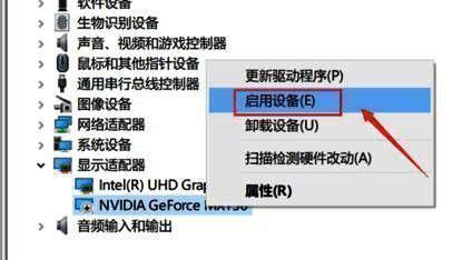 进入显示适配器右键单击N卡选择启动设备操作界面图