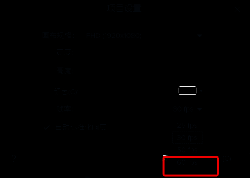 Camtasia项目设置界面