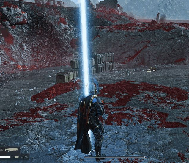 角色被爆炸击中瞬间，屏幕特效剧烈震动，血条迅速归零