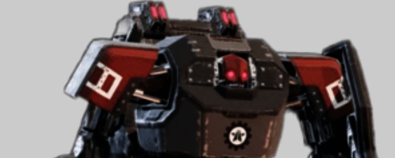 机枪蹂躏者手持巨型盾牌与高速机枪，向玩家方向缓慢推进的战斗姿态