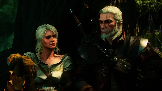 Philipp Weber正在接受采访，背景为《巫师4》开发界面