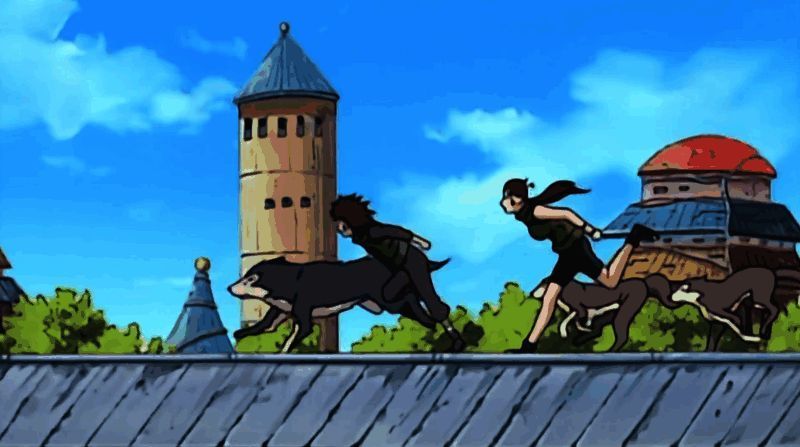 犬塚花在游戏中的技能展示界面，背景为战斗场景