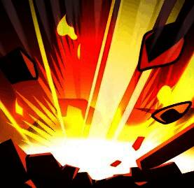 技能‘彗星’动画截图，敌人被击飞并陷入僵直状态