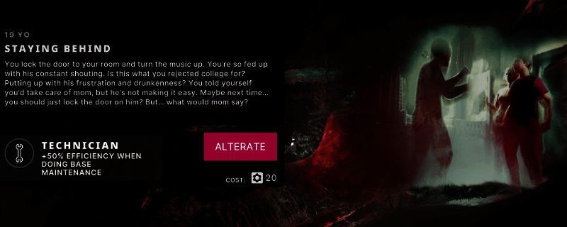 游戏中磁暴来袭时的场景，天空泛起红色光芒，角色在户外艰难前行