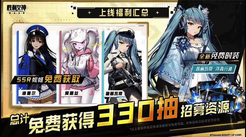 游戏福利界面展示，多个奖励图标排列整齐，包含角色、时装、抽奖券等内容