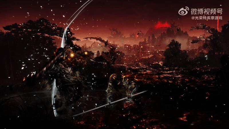 武士风格战斗画面，角色手持长刀与敌人激烈对砍