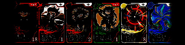 多张卡牌排列展示，每张卡牌图案精美且具有不同功能描述