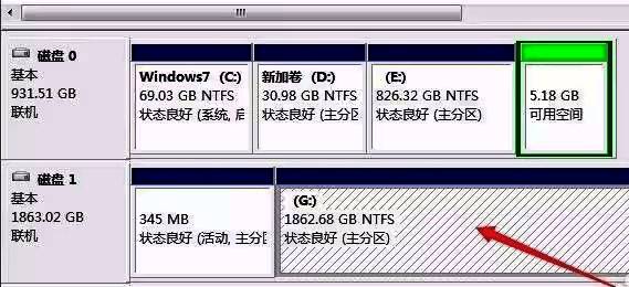 磁盘管理显示分区已成功恢复