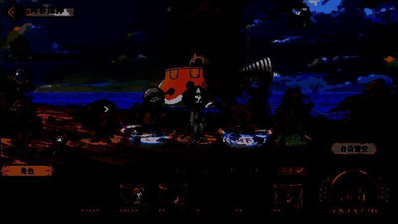 进阶阵容展示图，五位角色围绕中心站位，氛围更具压迫感