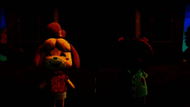 玩家在游戏中与NPC村民互动的日常场景，充满温馨治愈氛围