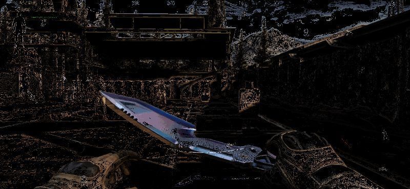 军刀挥砍动作展示，刀光闪烁如流星划过