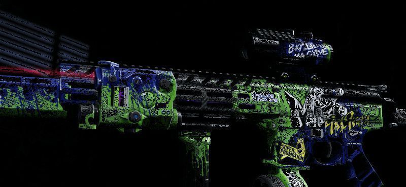 涂鸦MPX枪械涂装色彩斑斓，视觉冲击力强