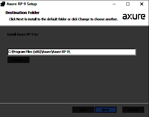 Axure安装路径选择界面截图