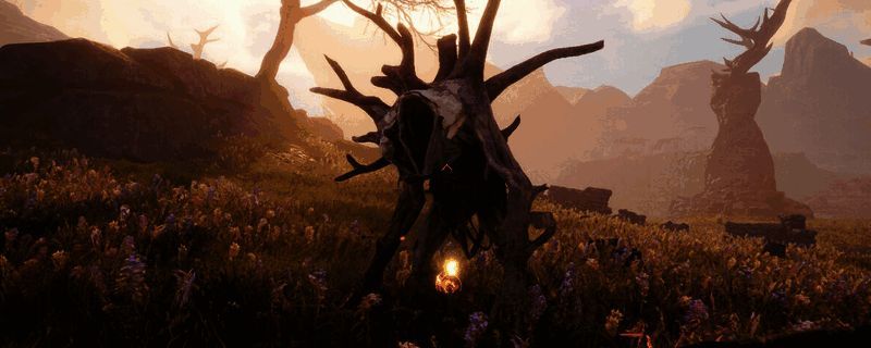 卡拉多克所在位置示意图，显示海滩附近的洞穴‘野兽巢穴’周边地形