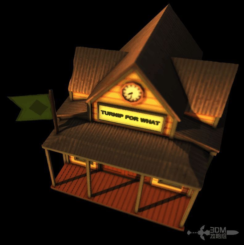 市政大厅外观展示图，建筑风格温馨复古，门前有小花园装饰