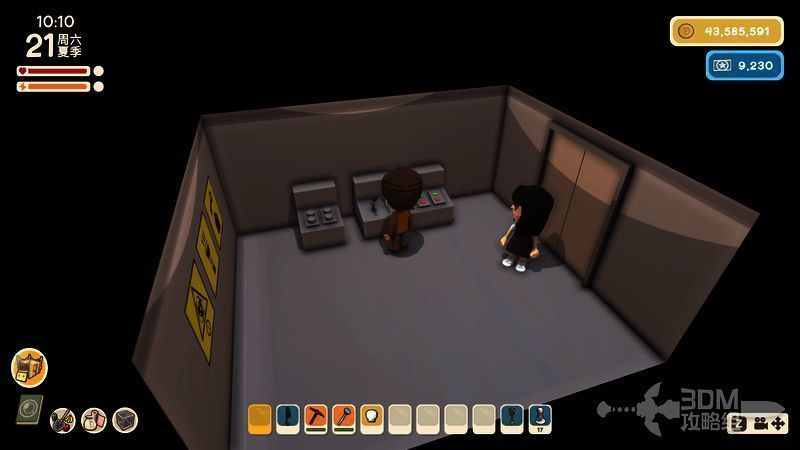 NPC在矿洞中手持火炬照亮前方道路