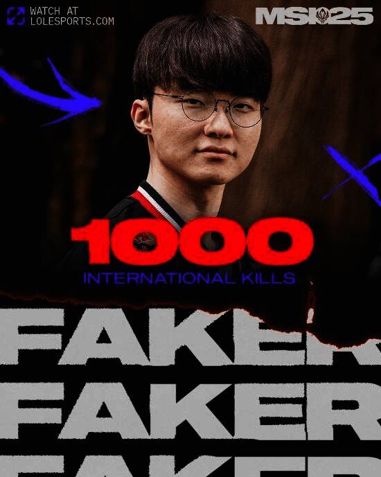 Faker达成国际赛事千杀成就，现场解说激动欢呼，全场掌声雷动