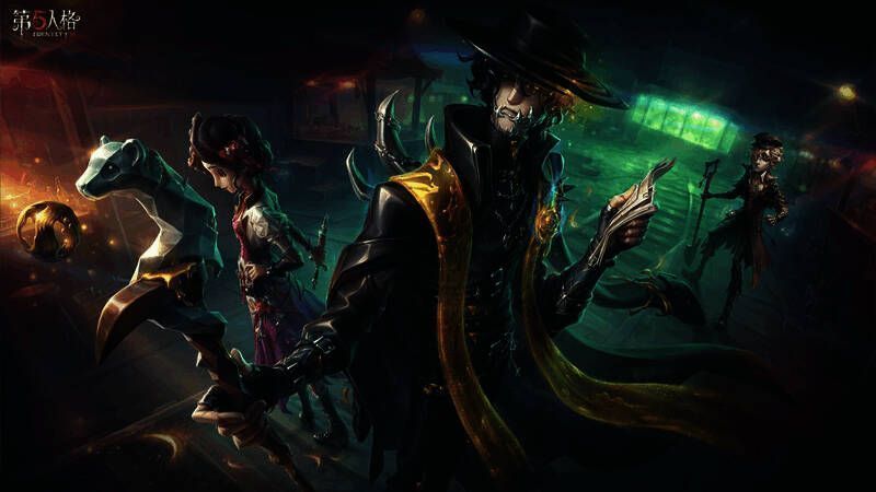 隐士-薄金时装展示，身穿黑色皮质大衣，佩戴金属面具与礼帽，手持雕有雪貂的手杖