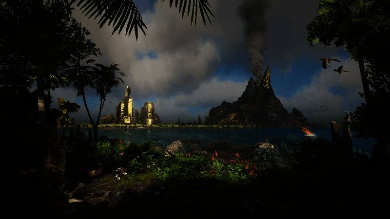 《方舟：生存进化》夏日海洋DLC水下场景展示，玩家操控角色在幽蓝深海中探索