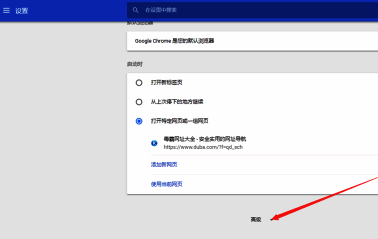 高级设置选项位于设置页面底部