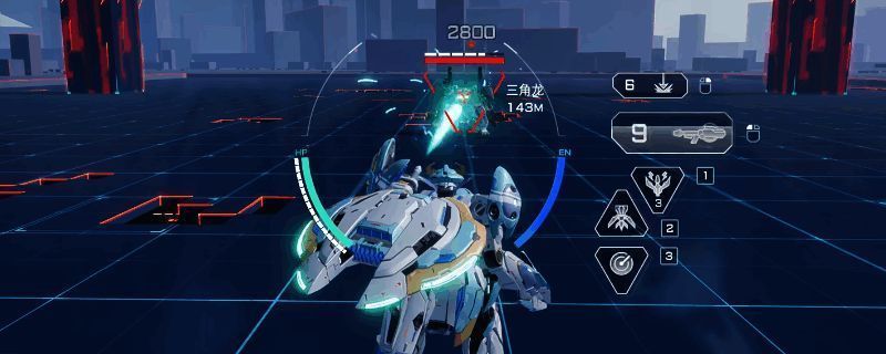 白虹机甲手持能量机炮，电光四射，准备发起猛烈射击