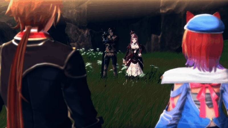 莱莎琳与科洛蒂娅并肩行走于山间小道，背景为辽阔自然景观