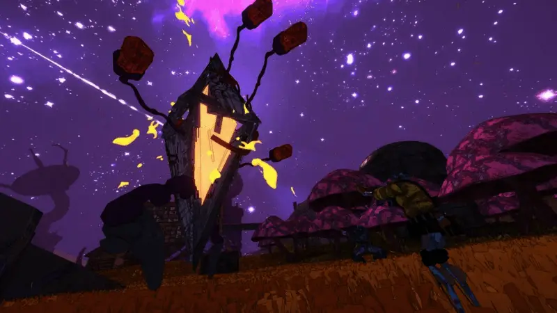 玩家使用高科技武器对抗巨型真菌怪物的激烈战斗画面