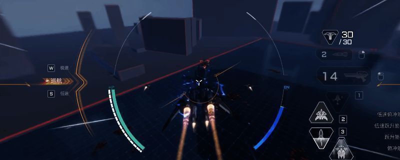 天袭者机甲在战场中对敌方目标进行高空打击的战斗画面，导弹轨迹清晰可见