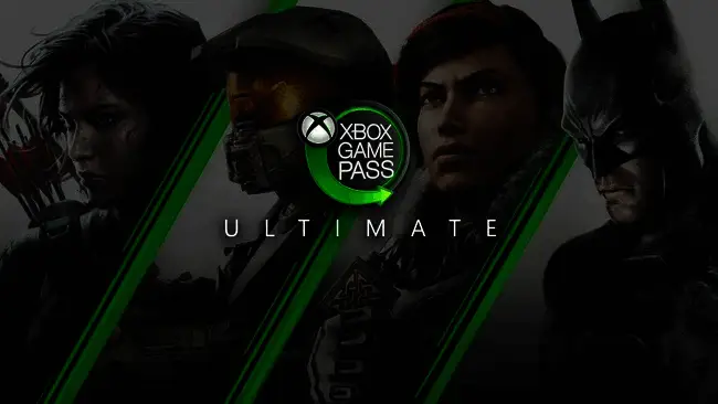 微软Xbox Game Pass界面展示，多个热门游戏图标排列整齐