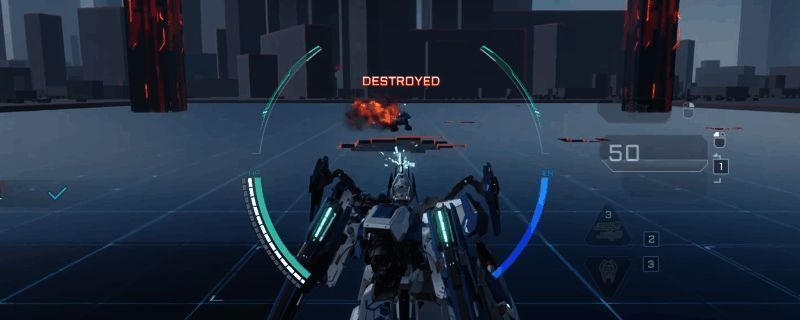 龙渊机甲持能量机炮作战，身披高科技装甲，在战场上灵活穿梭