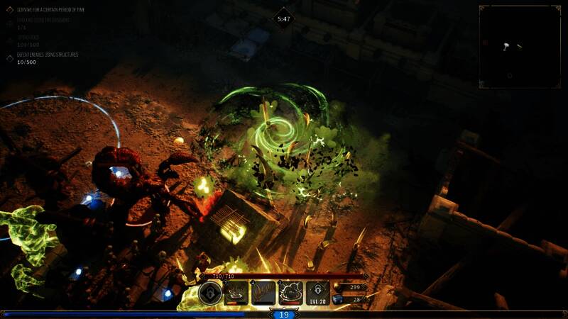 激烈战斗中的主角释放技能，火光四溅，敌人被击飞