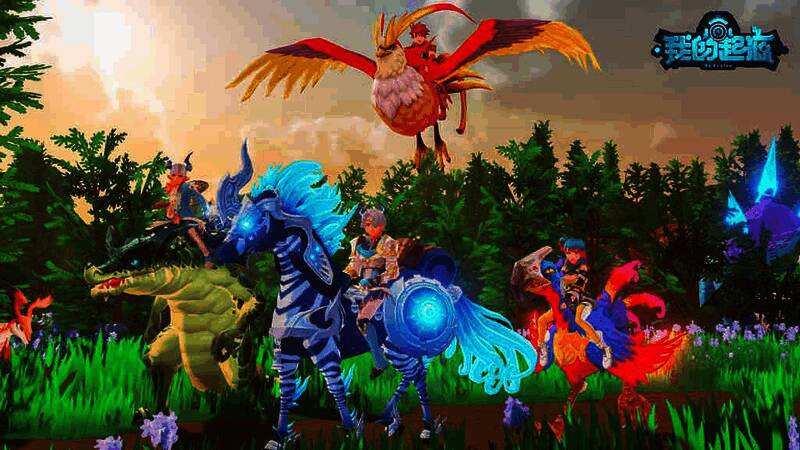 四种陆行鸟宠物形象展示，分别呈现不同元素属性特效