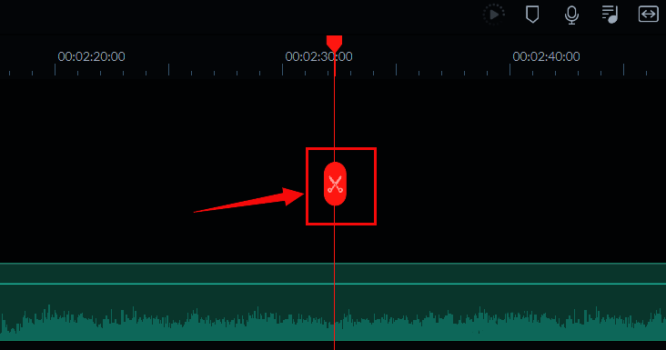 音频剪切功能按钮示意图，直观展示分割操作位置