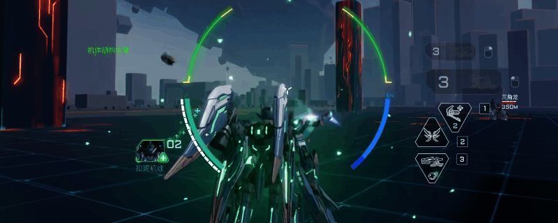 《解限机》中卢米纳尔机甲展示，机体呈现流线型设计，散发着蓝色光芒