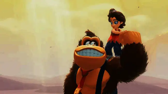 游戏多人合作模式截图，两位玩家分别操作不同角色进行互动