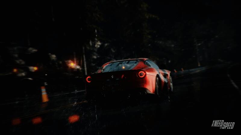 《极品飞车18》游戏封面，红色跑车在夜色中疾驰