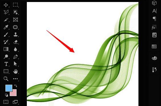 绿色线条图案已导入Photoshop界面，位于图层面板上方