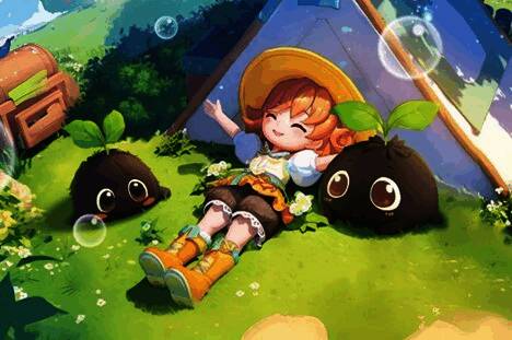 游戏美术设定图，展示自然与生活融合的设计细节