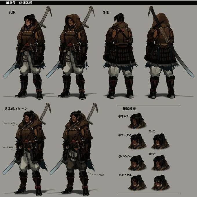 早蕨风格防具设定图，展现东西方风格交融的设计特色