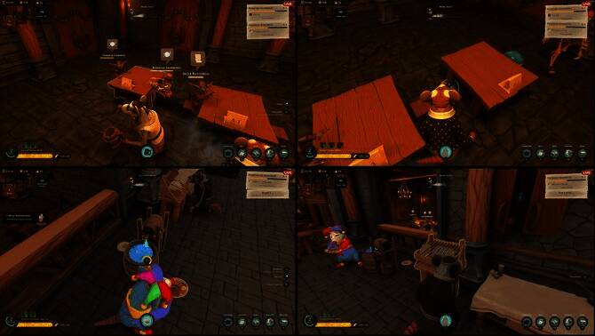 厨房后场视角呈现，可以看到各种复杂的烹饪设备和忙碌的小老鼠们穿梭其中