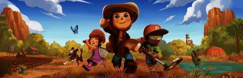 游戏主界面展示金垦小镇全景，画面呈现田园风光与卡通角色