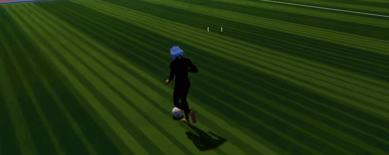 游戏中球员防守站位演示图，展示正确防守姿态与位置选择