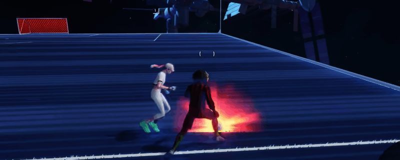 《开球！REMATCH》游戏中防守加回追操作演示画面，球员正在进行鱼跃冲顶抢断动作