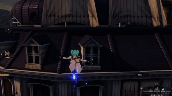 角色在高空平台之间连续跳跃的动态画面，展现出卓越的空中控制能力