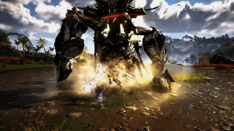 角色手持冷兵器在荒野中奔跑，周围散布着破损的机械残骸，展现出末日风格的环境设计