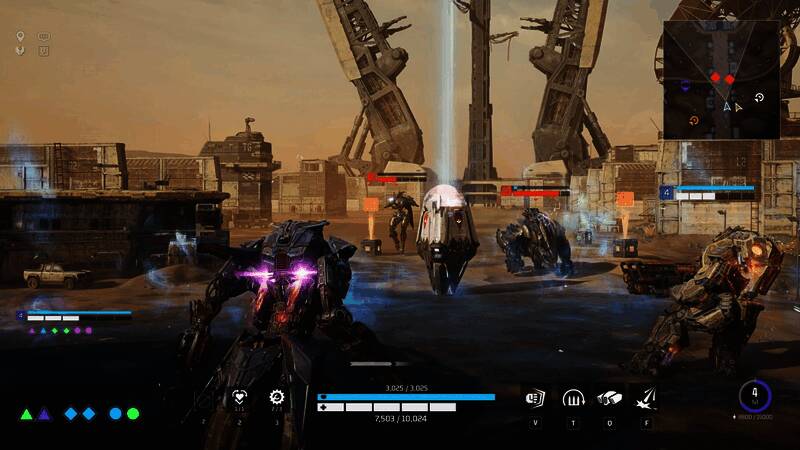 玩家操控机甲进行战术配合的画面