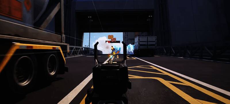 游戏中狙击手在掩体后预瞄目标，准星精准锁定敌方出现位置