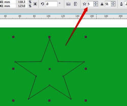 星形工具设置五边形参数