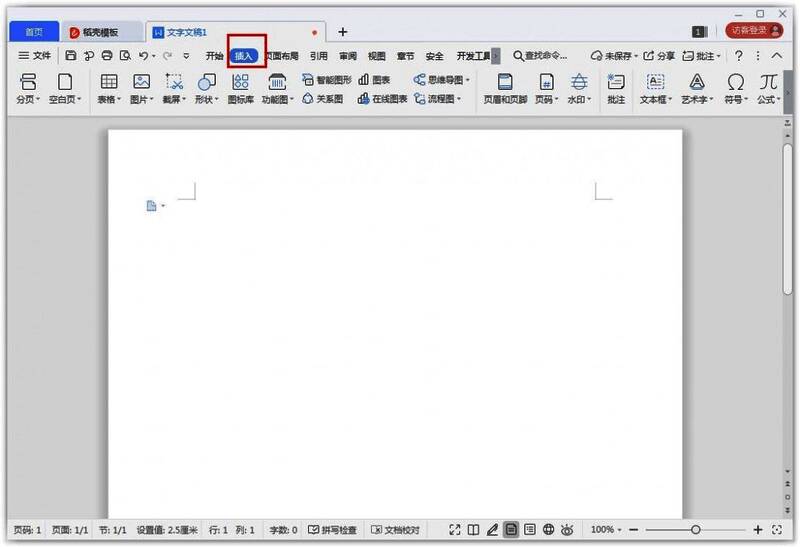 WPS插入功能区展开状态，符号按钮被高亮显示
